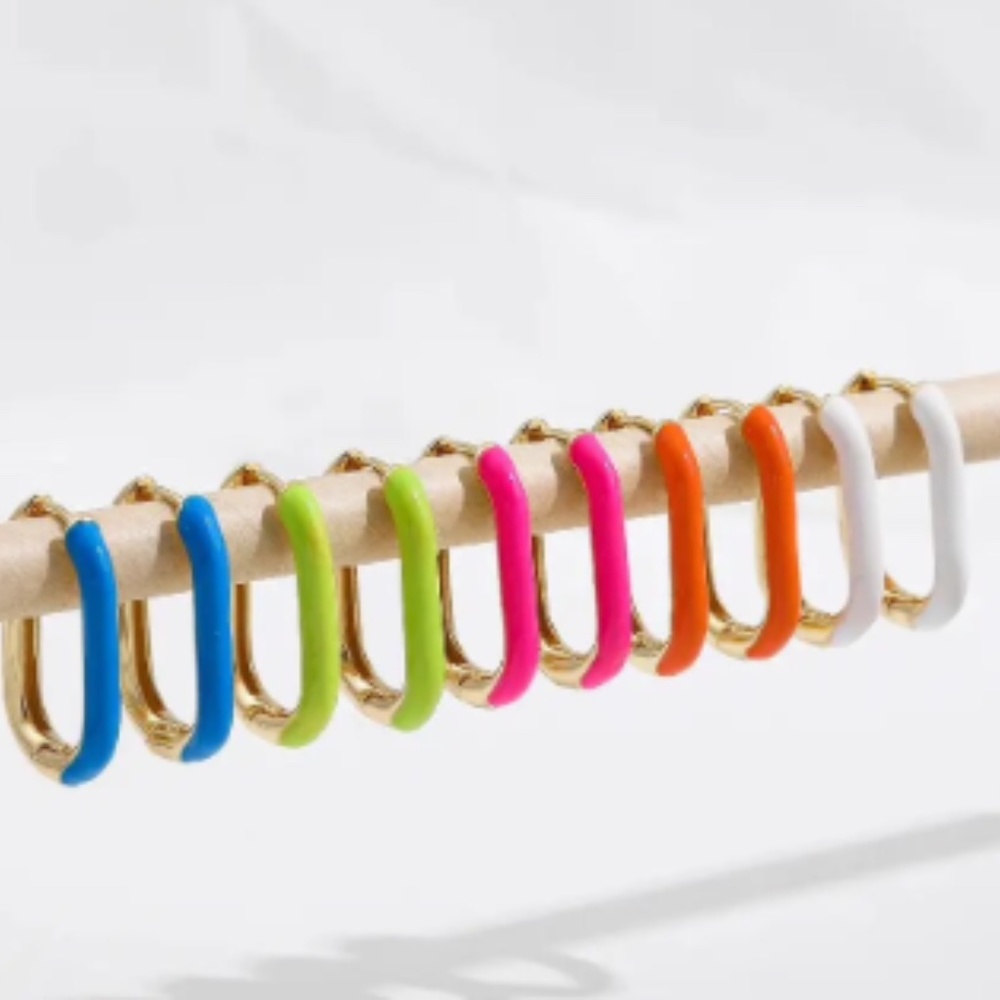 Orange U-shaped Gold Huggies - Picture 2 of 3